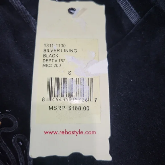 NWT Reba Silver Lining Black Velvet Blazer Size Small